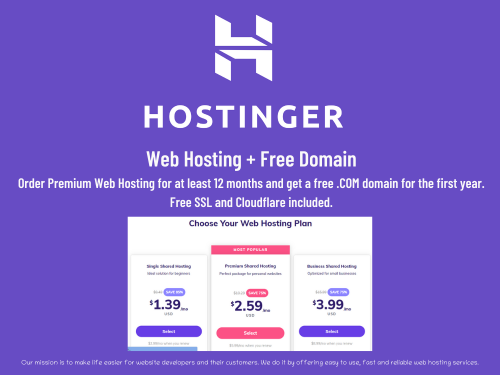 Hostinger – Hosting and free Domain